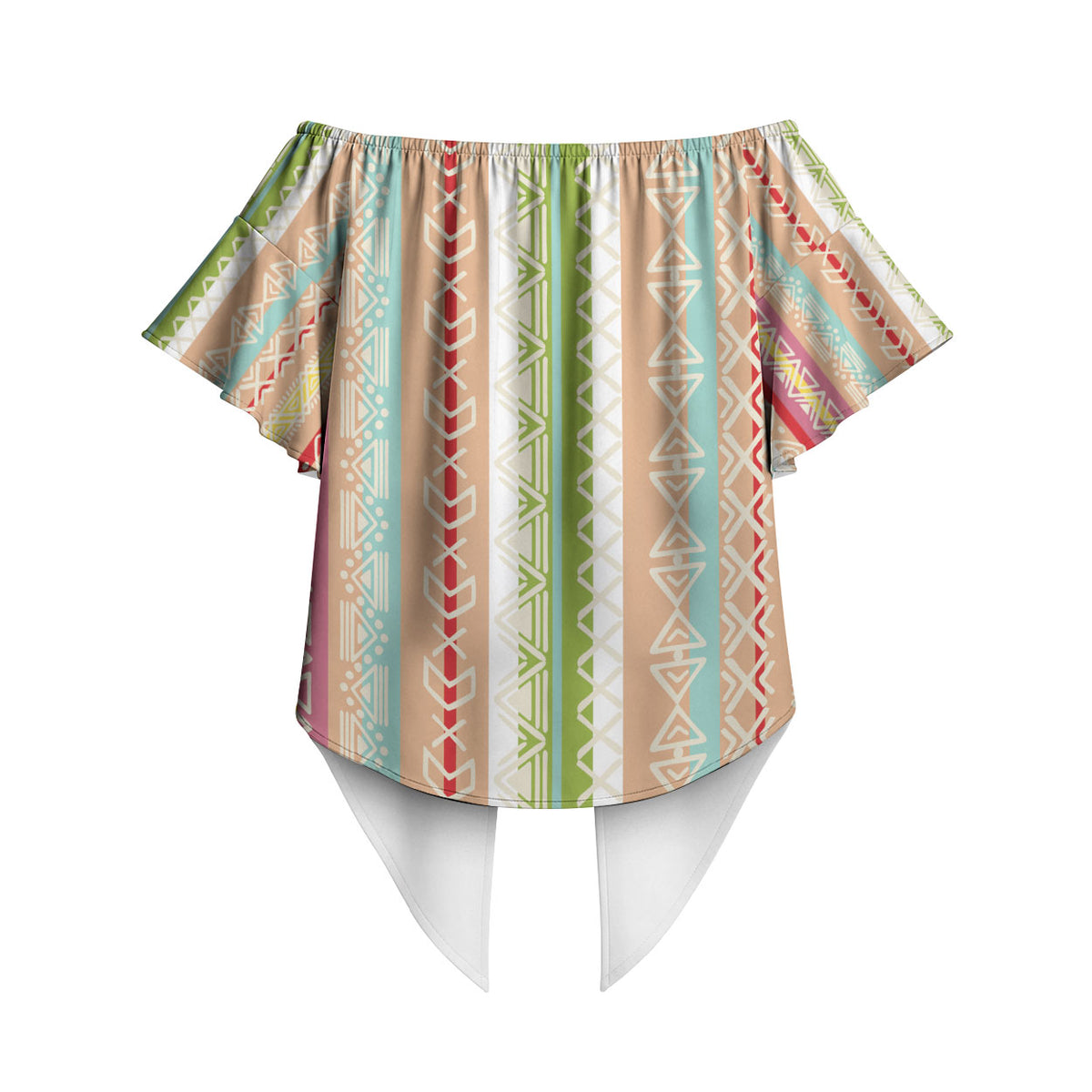 Nigerian Aso Oke African Ethnic Stripes Off Shoulder Wrap Waist Top