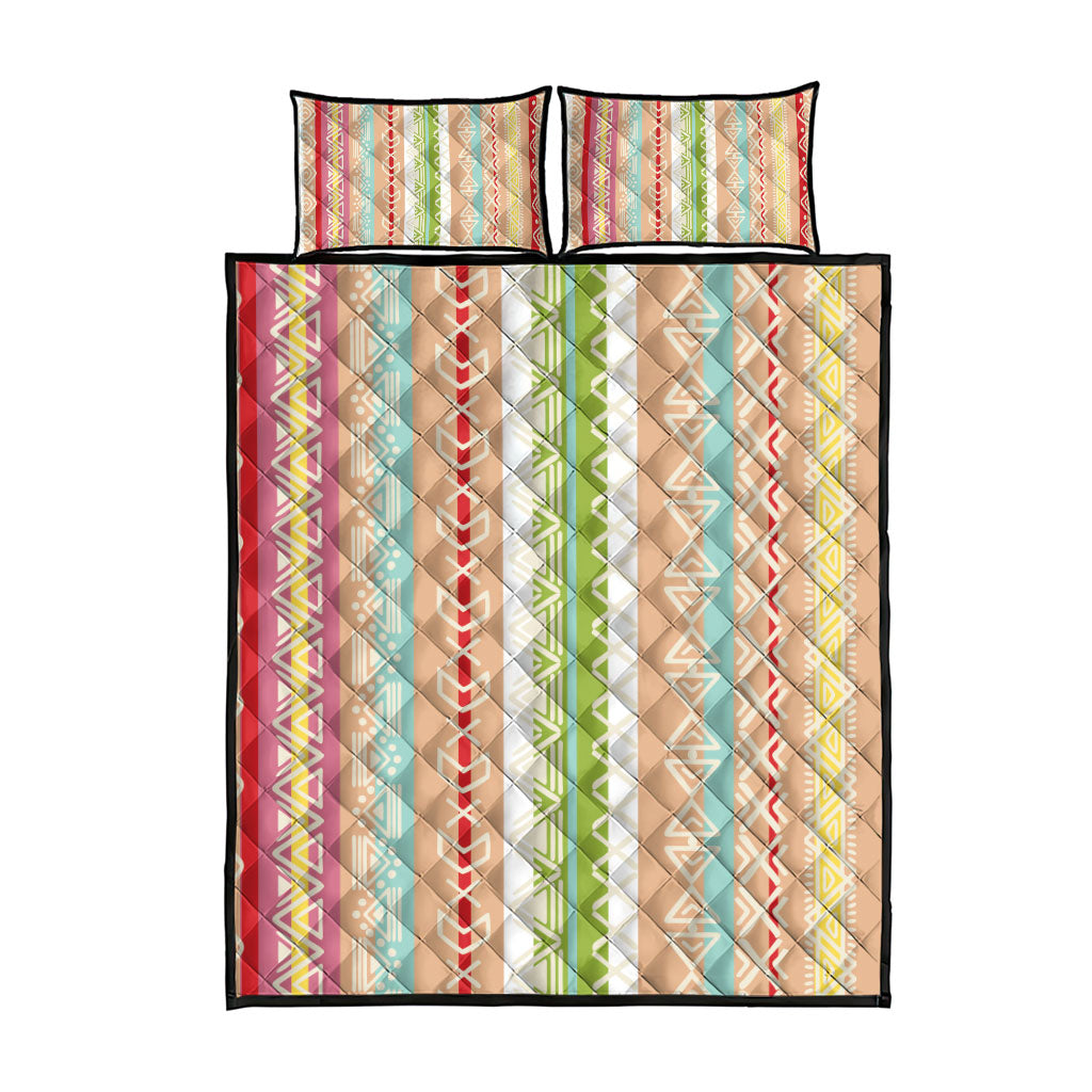 Nigerian Aso Oke African Ethnic Stripes Quilt Bed Set