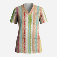 Nigerian Aso Oke African Ethnic Stripes Scrub Top