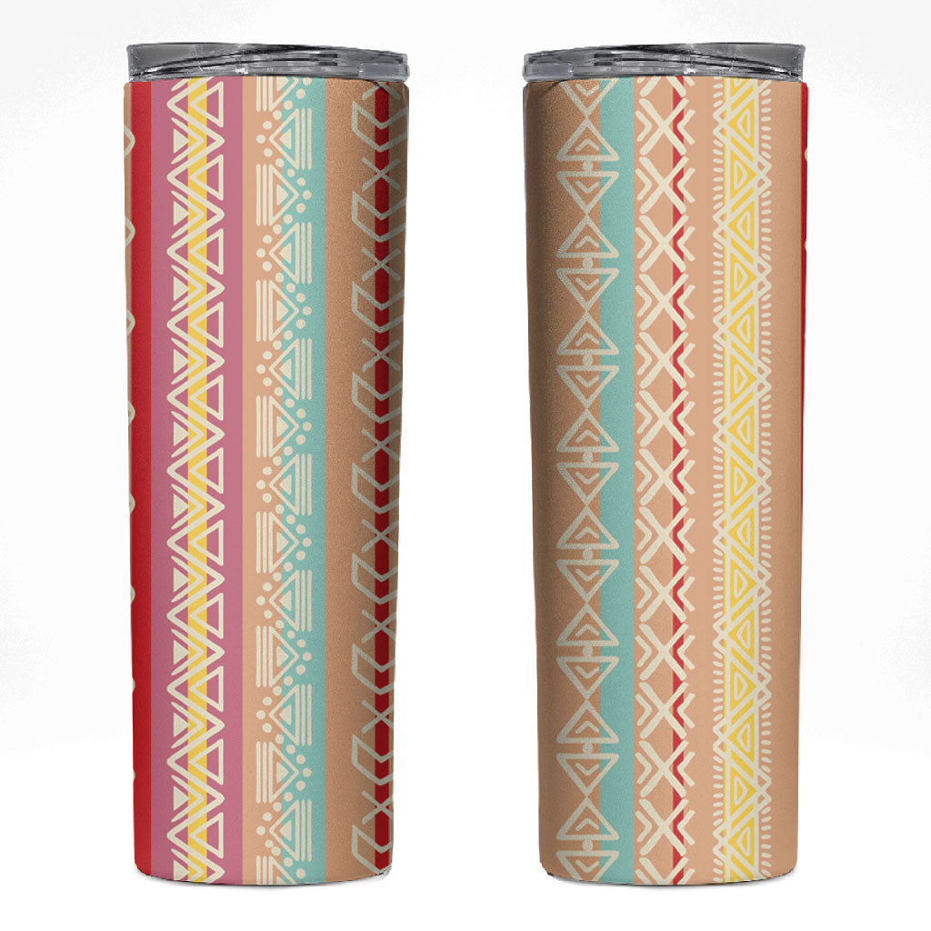 Nigerian Aso Oke African Ethnic Stripes Skinny Tumbler