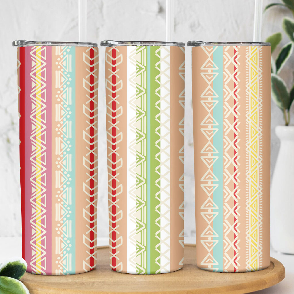 Nigerian Aso Oke African Ethnic Stripes Skinny Tumbler