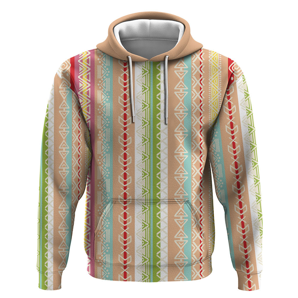 Nigerian Aso Oke African Ethnic Stripes Zip Hoodie