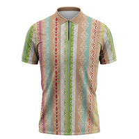 Nigerian Aso Oke African Ethnic Stripes Zipper Polo Shirt