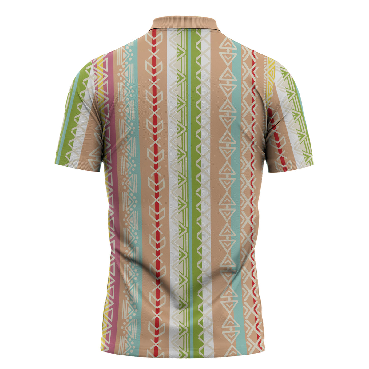 Nigerian Aso Oke African Ethnic Stripes Zipper Polo Shirt