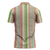Nigerian Aso Oke African Ethnic Stripes Zipper Polo Shirt