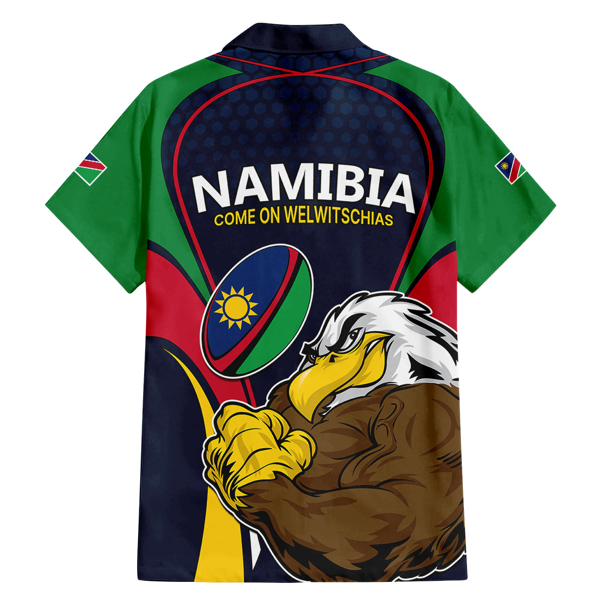 Namibia Rugby Family Matching Long Sleeve Bodycon Dress and Hawaiian Shirt World Cup 2023 Eagle Mascot Come On Welwitschias LT9 - Wonder Print Shop