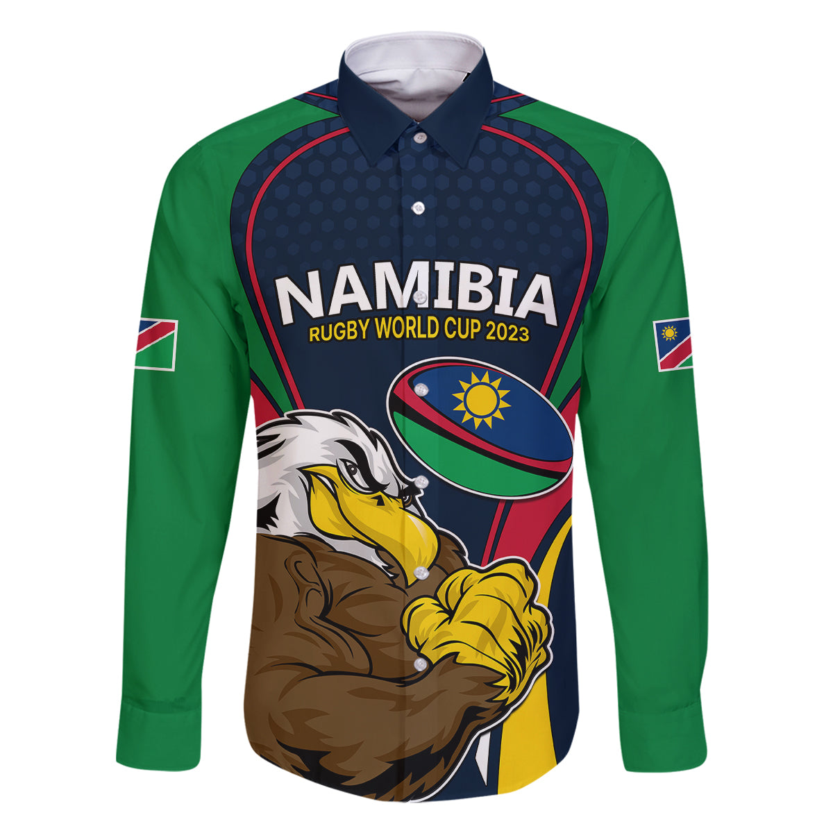 Namibia Rugby Family Matching Long Sleeve Bodycon Dress and Hawaiian Shirt World Cup 2023 Eagle Mascot Come On Welwitschias LT9 - Wonder Print Shop