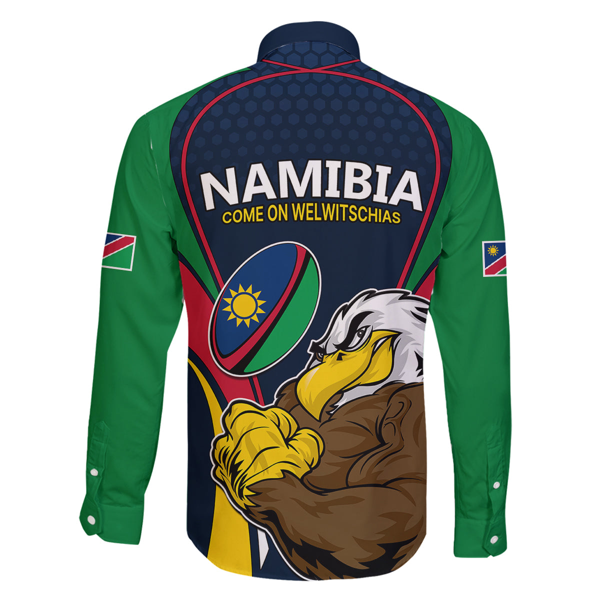 Namibia Rugby Family Matching Long Sleeve Bodycon Dress and Hawaiian Shirt World Cup 2023 Eagle Mascot Come On Welwitschias LT9 - Wonder Print Shop