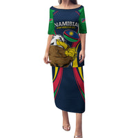 Namibia Rugby Family Matching Puletasi Dress and Hawaiian Shirt World Cup 2023 Eagle Mascot Come On Welwitschias - Wonder Print Shop