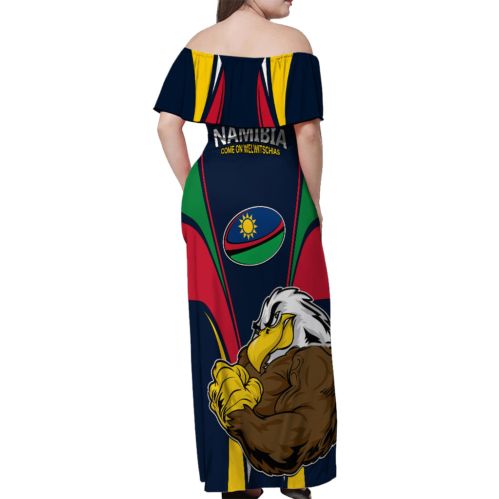 Namibia Rugby Off Shoulder Maxi Dress World Cup 2023 Eagle Mascot Come On Welwitschias - Wonder Print Shop