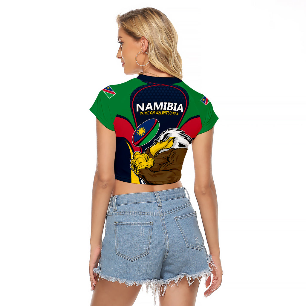 Namibia Rugby Raglan Cropped T Shirt World Cup 2023 Eagle Mascot Come On Welwitschias - Wonder Print Shop