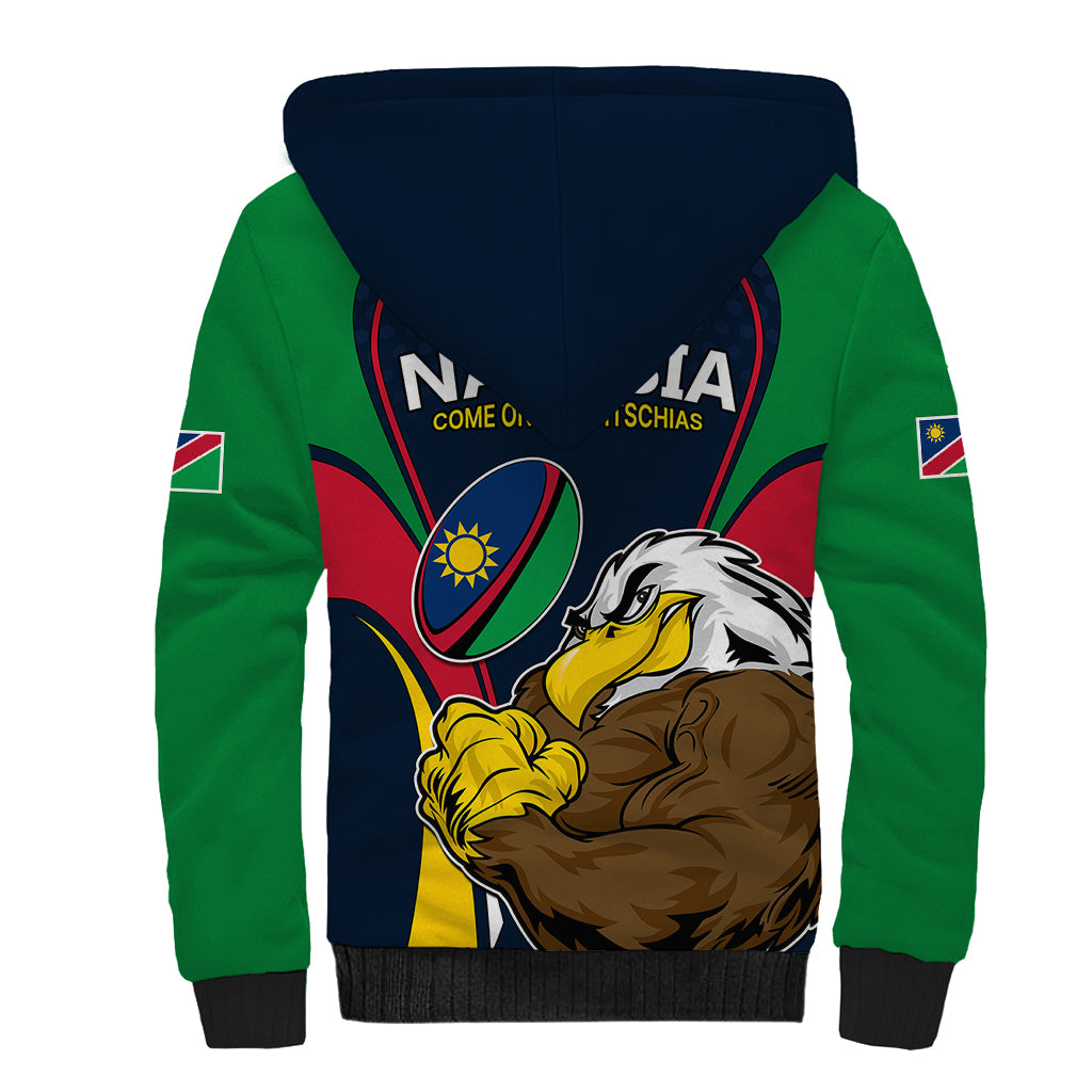 Namibia Rugby Sherpa Hoodie World Cup 2023 Eagle Mascot Come On Welwitschias - Wonder Print Shop
