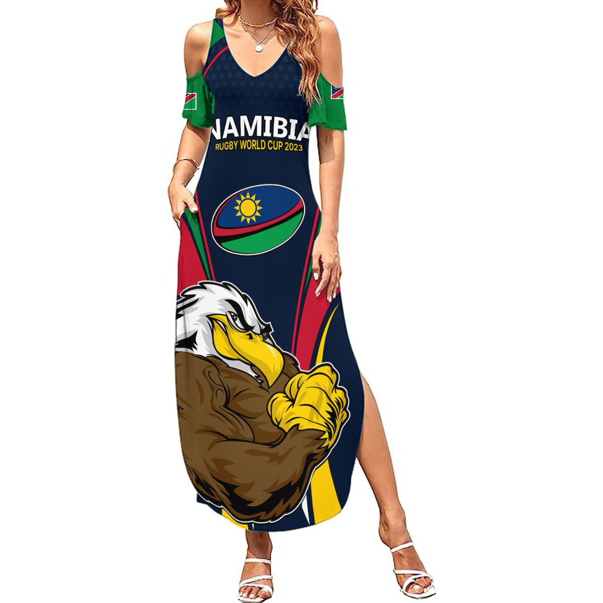 Namibia Rugby Summer Maxi Dress World Cup 2023 Eagle Mascot Come On Welwitschias - Wonder Print Shop