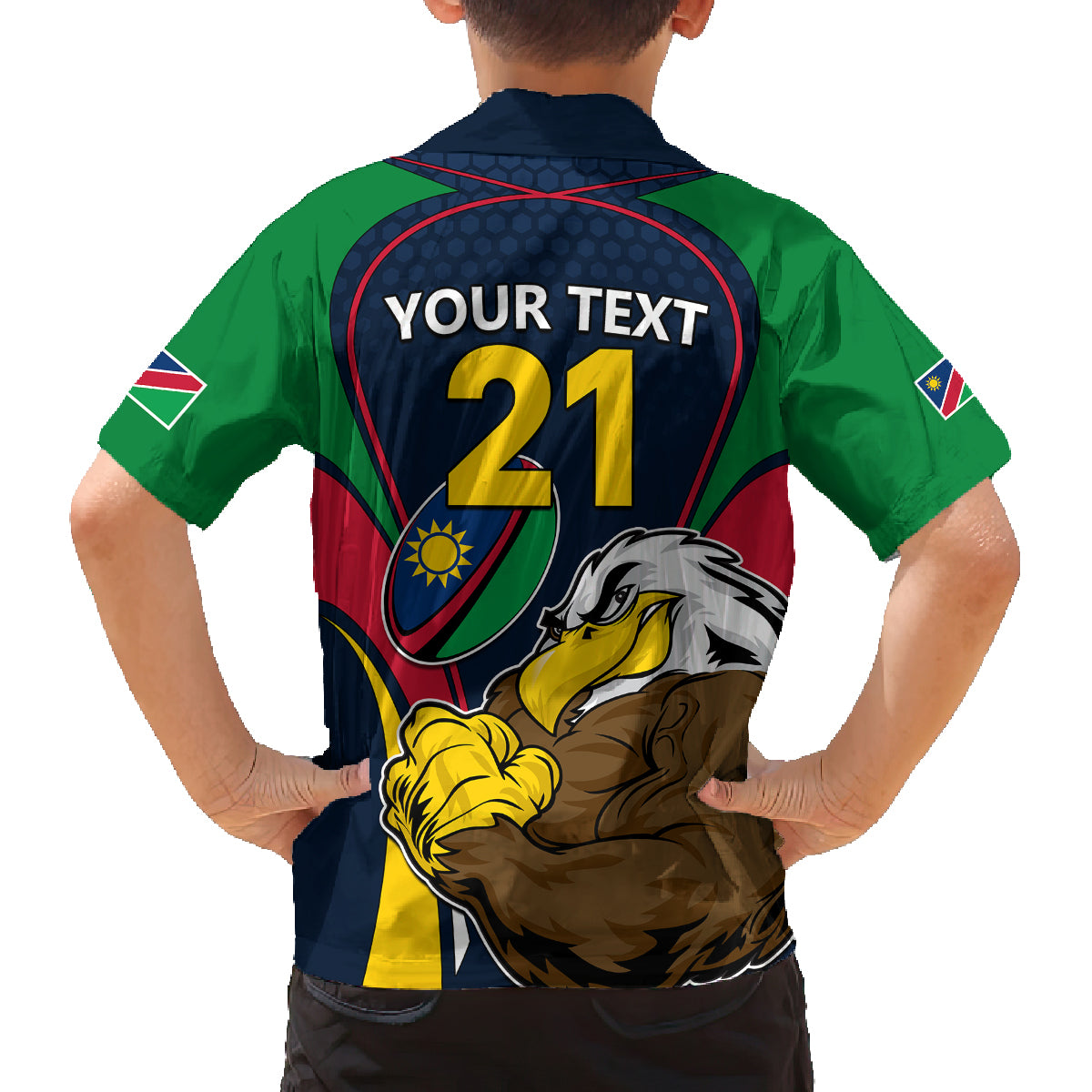 Custom Namibia Rugby Family Matching Tank Maxi Dress and Hawaiian Shirt World Cup 2023 Eagle Mascot Come On Welwitschias - Wonder Print Shop