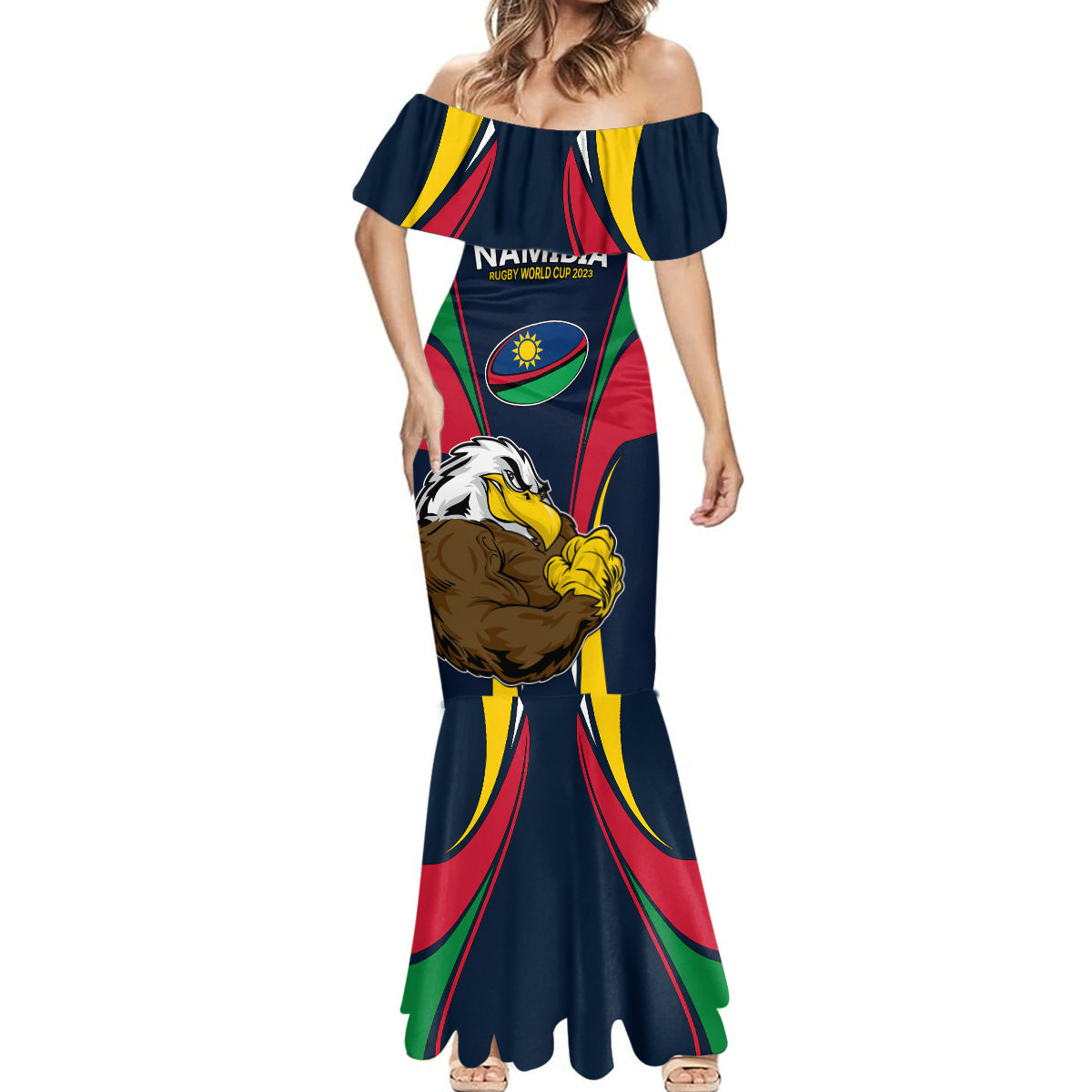 Custom Namibia Rugby Mermaid Dress World Cup 2023 Eagle Mascot Come On Welwitschias - Wonder Print Shop