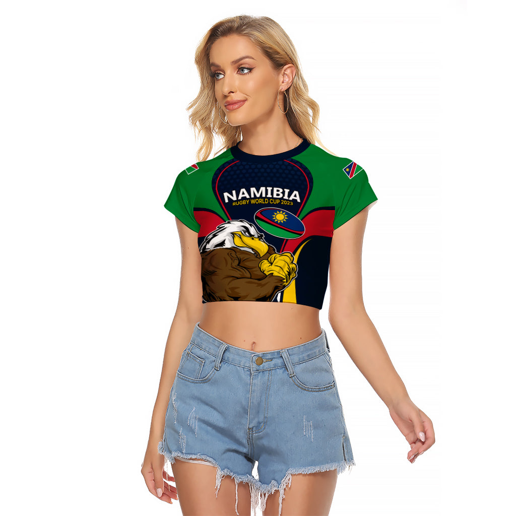Custom Namibia Rugby Raglan Cropped T Shirt World Cup 2023 Eagle Mascot Come On Welwitschias - Wonder Print Shop