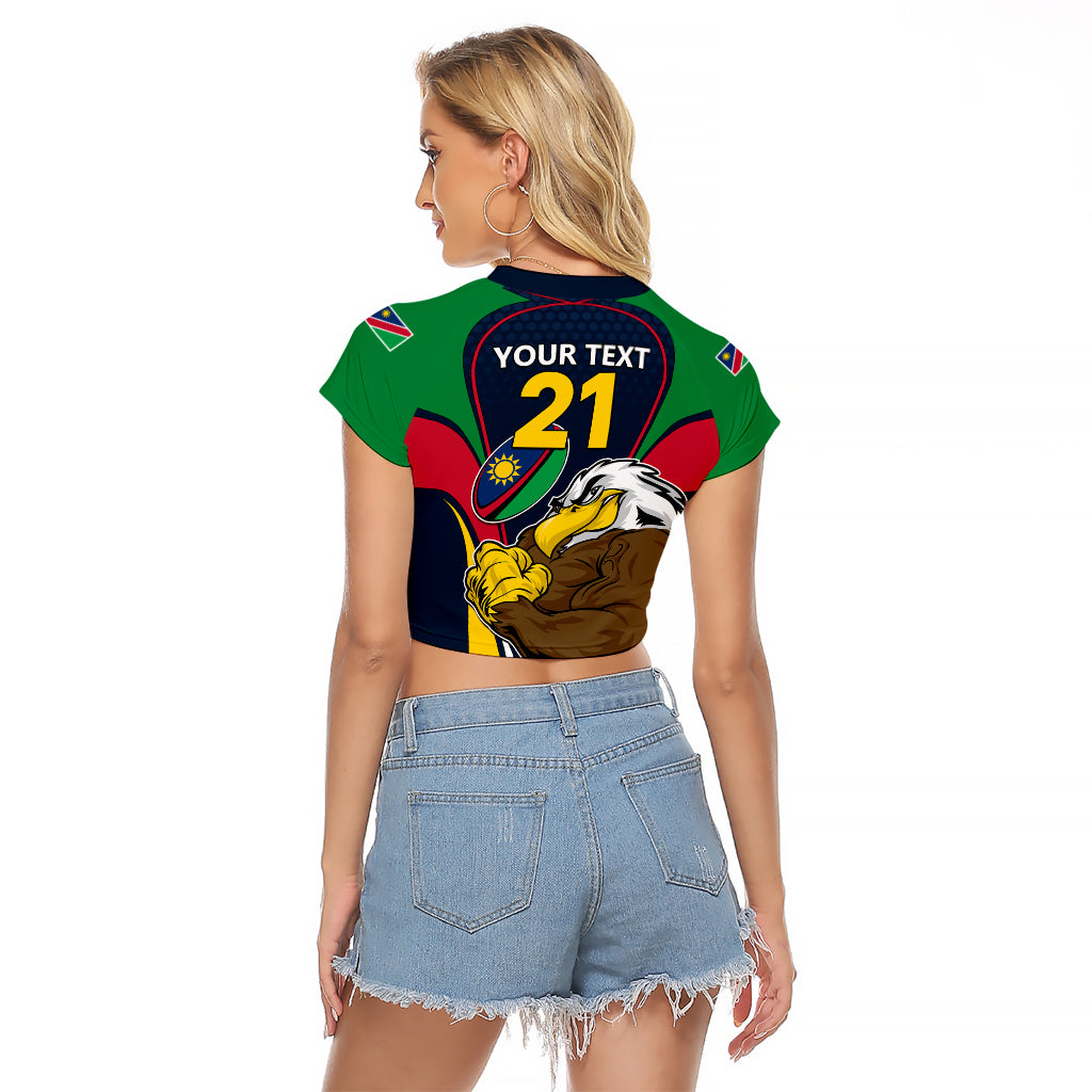 Custom Namibia Rugby Raglan Cropped T Shirt World Cup 2023 Eagle Mascot Come On Welwitschias - Wonder Print Shop