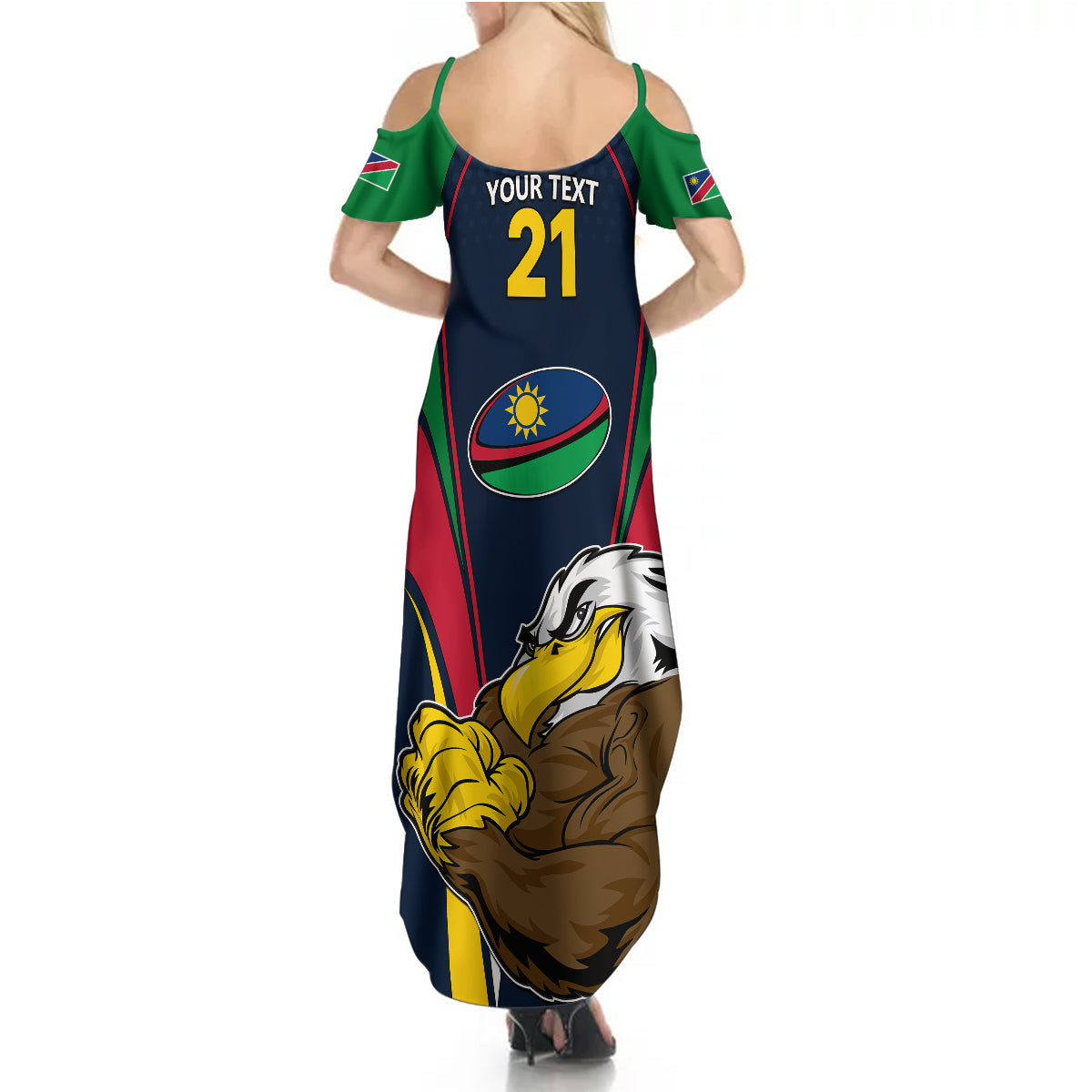 Custom Namibia Rugby Summer Maxi Dress World Cup 2023 Eagle Mascot Come On Welwitschias - Wonder Print Shop