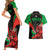 Wales Rugby Couples Matching Short Sleeve Bodycon Dress and Hawaiian Shirt World Cup 2023 Dragon Mascot Come On Cymru LT9 - Wonder Print Shop