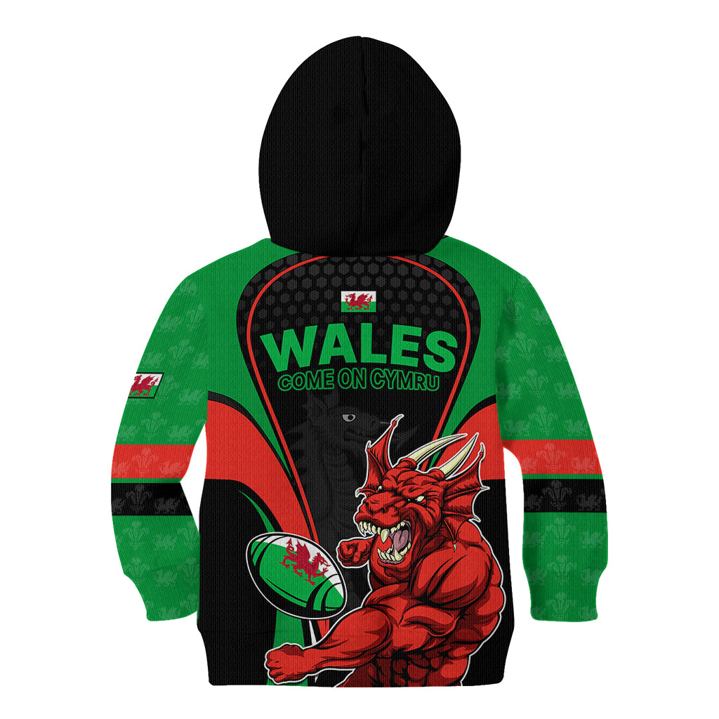 Wales Rugby Kid Hoodie World Cup 2023 Dragon Mascot Come On Cymru - Wonder Print Shop