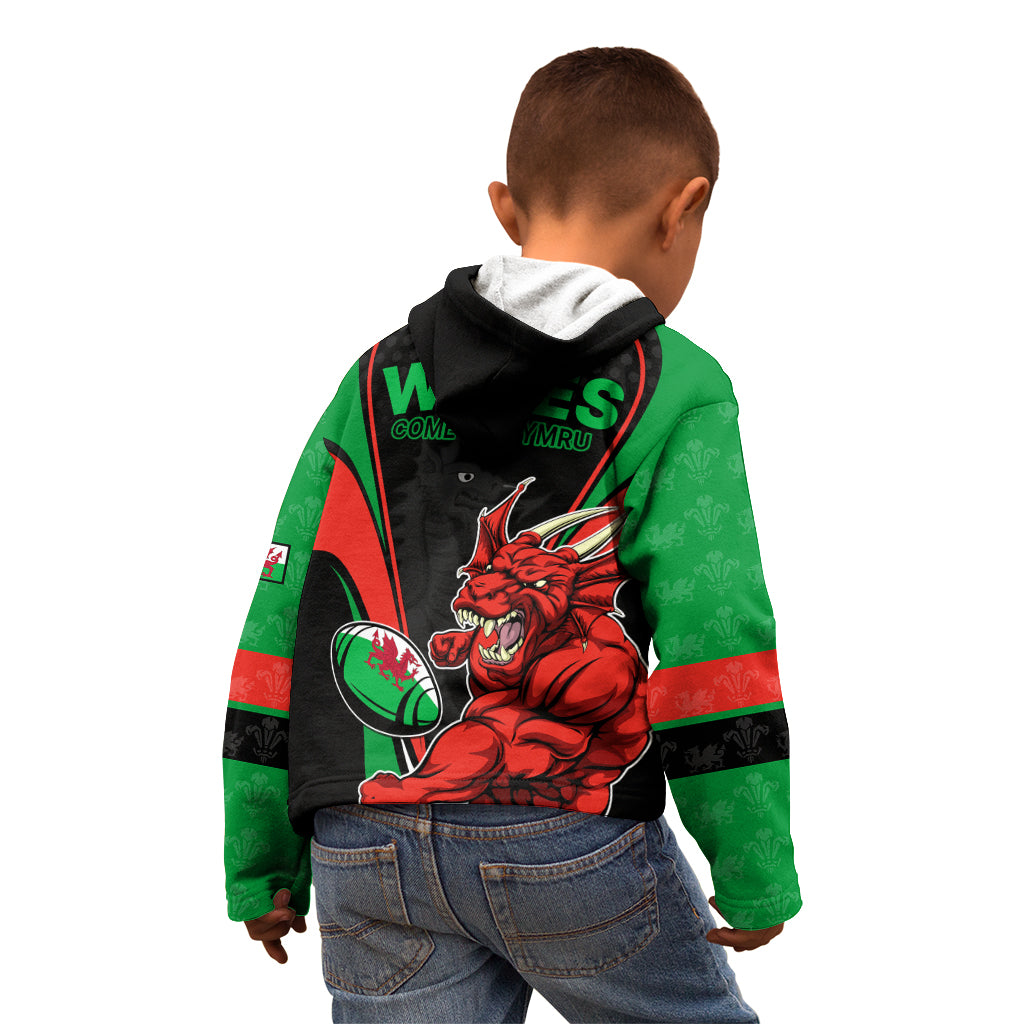 Wales Rugby Kid Hoodie World Cup 2023 Dragon Mascot Come On Cymru - Wonder Print Shop