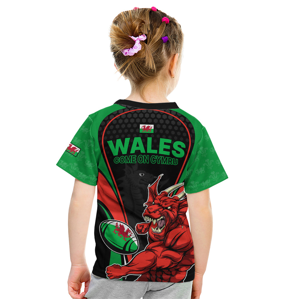 Wales Rugby Kid T Shirt World Cup 2023 Dragon Mascot Come On Cymru - Wonder Print Shop