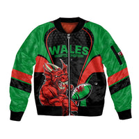 Wales Rugby Sleeve Zip Bomber Jacket World Cup 2023 Dragon Mascot Come On Cymru - Wonder Print Shop