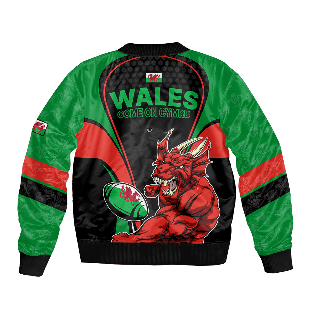 Wales Rugby Sleeve Zip Bomber Jacket World Cup 2023 Dragon Mascot Come On Cymru - Wonder Print Shop