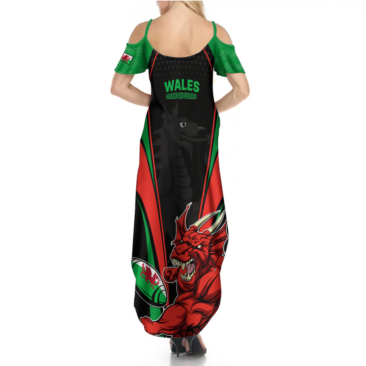 Wales Rugby Summer Maxi Dress World Cup 2023 Dragon Mascot Come On Cymru - Wonder Print Shop