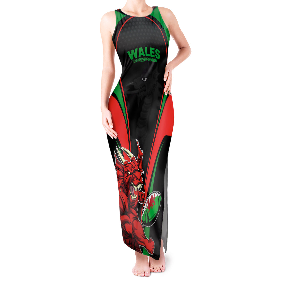 Wales Rugby Tank Maxi Dress World Cup 2023 Dragon Mascot Come On Cymru - Wonder Print Shop
