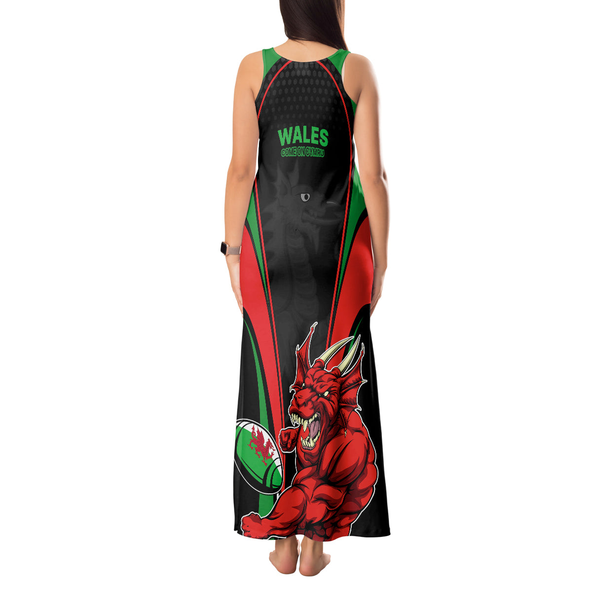 Wales Rugby Tank Maxi Dress World Cup 2023 Dragon Mascot Come On Cymru - Wonder Print Shop