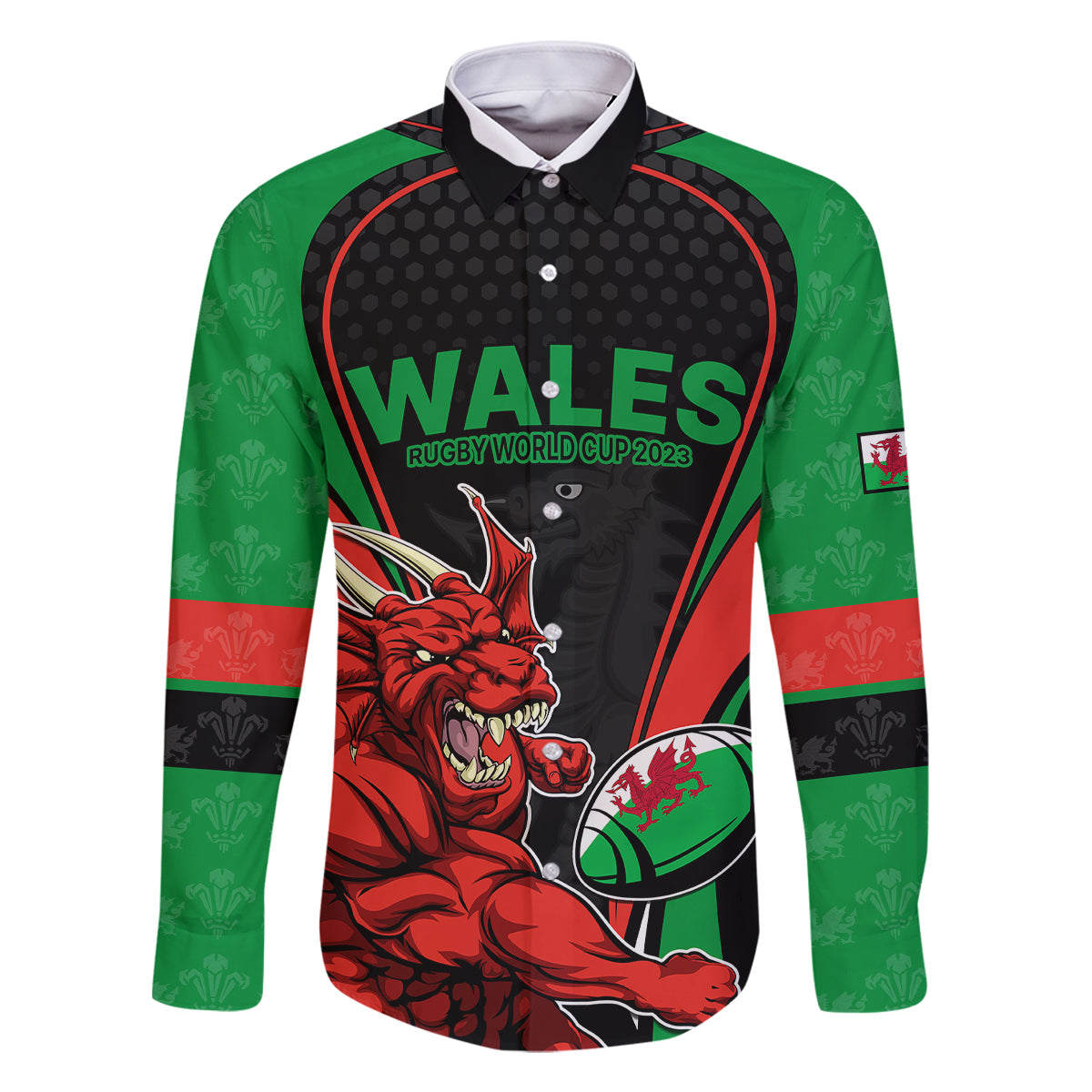 Custom Wales Rugby Family Matching Off Shoulder Short Dress and Hawaiian Shirt World Cup 2023 Dragon Mascot Come On Cymru LT9 - Wonder Print Shop