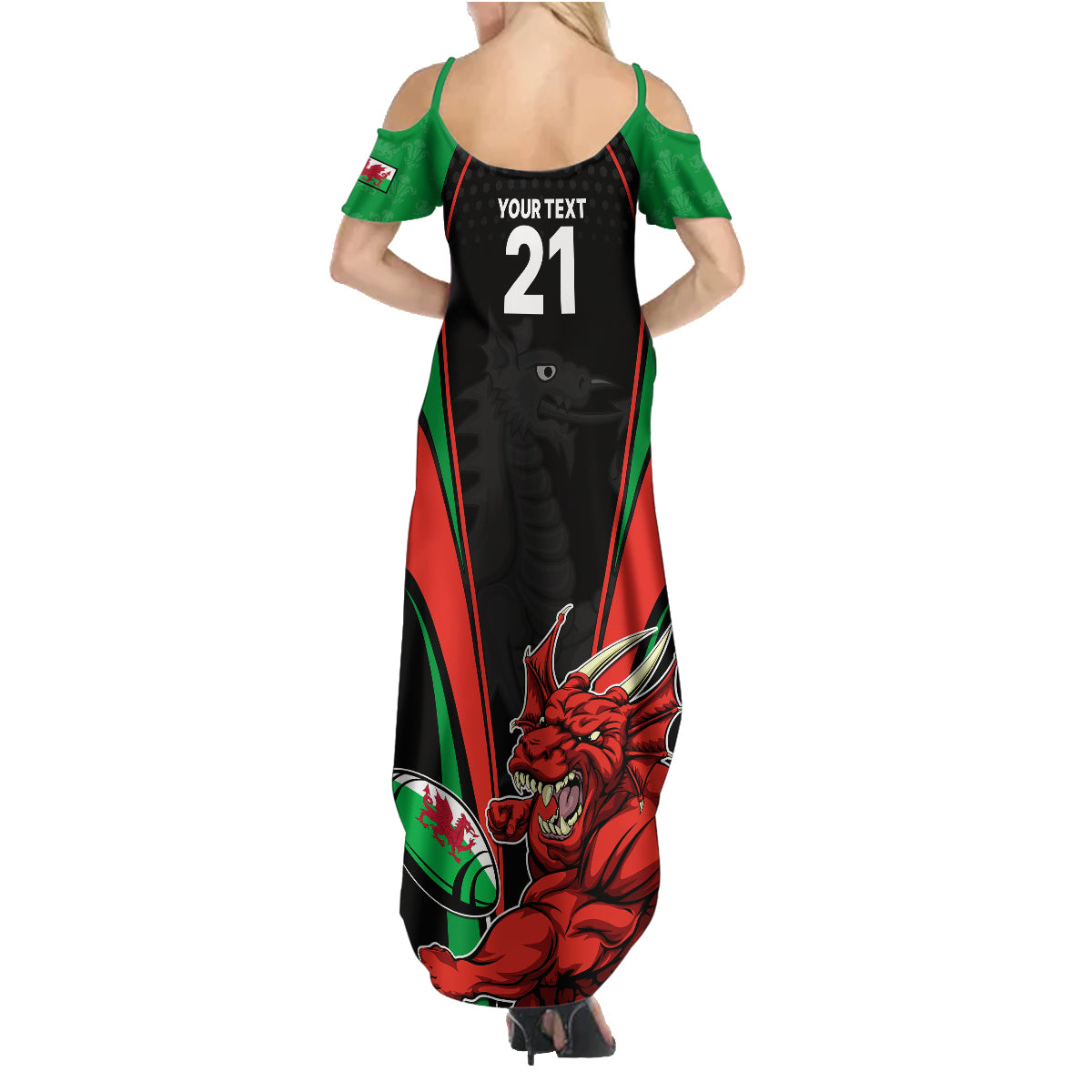 Custom Wales Rugby Family Matching Summer Maxi Dress and Hawaiian Shirt World Cup 2023 Dragon Mascot Come On Cymru - Wonder Print Shop