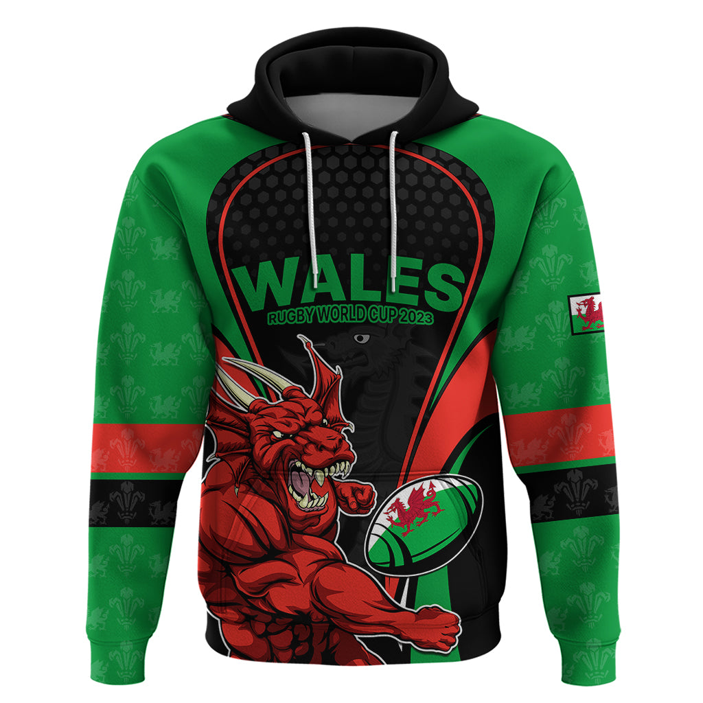 Custom Wales Rugby Hoodie World Cup 2023 Dragon Mascot Come On Cymru - Wonder Print Shop