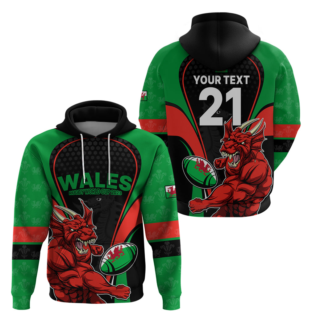 Custom Wales Rugby Hoodie World Cup 2023 Dragon Mascot Come On Cymru - Wonder Print Shop