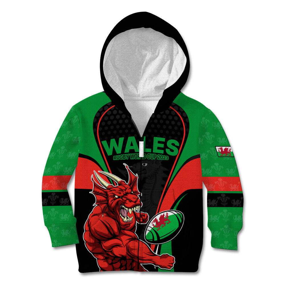Custom Wales Rugby Kid Hoodie World Cup 2023 Dragon Mascot Come On Cymru - Wonder Print Shop