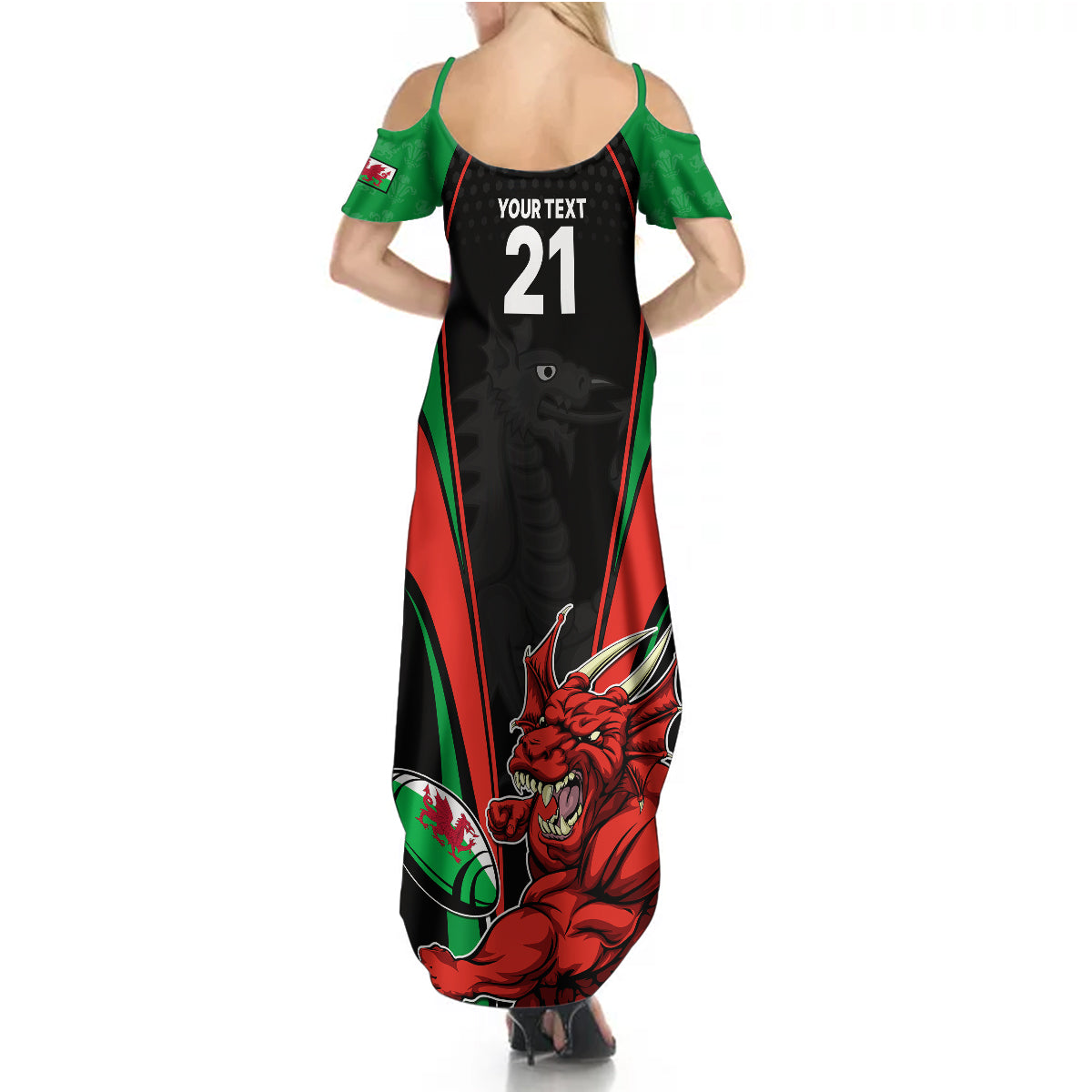 Custom Wales Rugby Summer Maxi Dress World Cup 2023 Dragon Mascot Come On Cymru - Wonder Print Shop