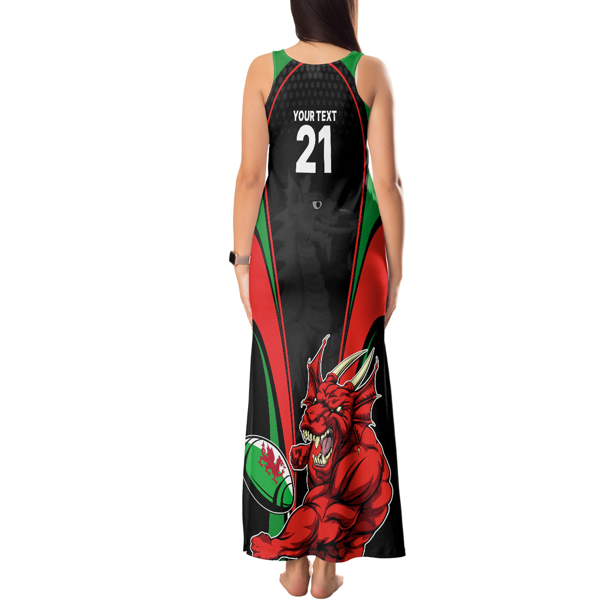 Custom Wales Rugby Tank Maxi Dress World Cup 2023 Dragon Mascot Come On Cymru - Wonder Print Shop