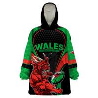 Custom Wales Rugby Wearable Blanket Hoodie World Cup 2023 Dragon Mascot Come On Cymru - Wonder Print Shop