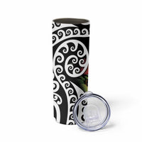 New Zealand Kakapo Christmas Skinny Tumbler Meri Kirihimete Pohutukawa Flowers - Wonder Print Shop