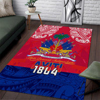 Haiti Independence Day Area Rug Libete Egalite Fratenite Ayiti 1804 With Polynesian Pattern LT9 - Wonder Print Shop