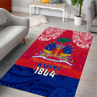 Haiti Independence Day Area Rug Libete Egalite Fratenite Ayiti 1804 With Polynesian Pattern LT9 - Wonder Print Shop