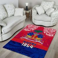 Haiti Independence Day Area Rug Libete Egalite Fratenite Ayiti 1804 With Polynesian Pattern LT9 - Wonder Print Shop