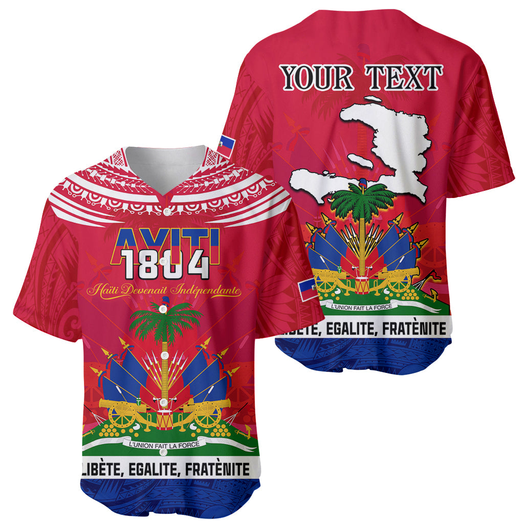 Haiti Independence Day Baseball Jersey Libete Egalite Fratenite Ayiti 1804 With Polynesian Pattern LT9 - Wonder Print Shop