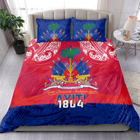 Haiti Independence Day Bedding Set Libete Egalite Fratenite Ayiti 1804 With Polynesian Pattern LT9 - Wonder Print Shop