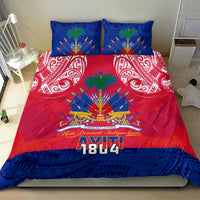 Haiti Independence Day Bedding Set Libete Egalite Fratenite Ayiti 1804 With Polynesian Pattern LT9 - Wonder Print Shop