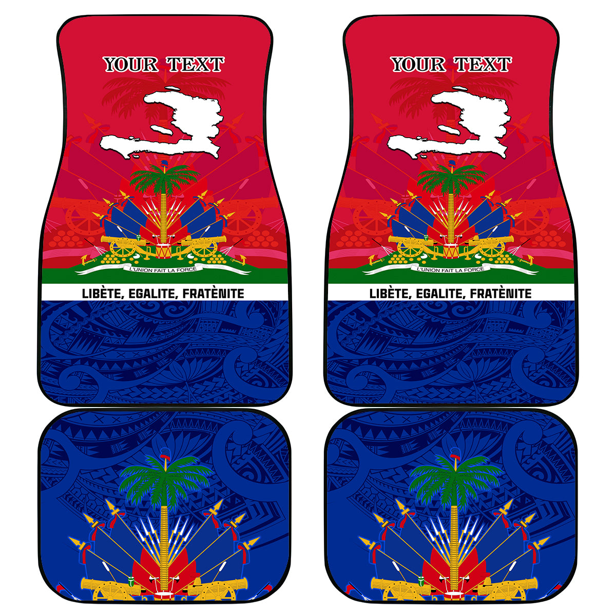 Haiti Independence Day Car Mats Libete Egalite Fratenite Ayiti 1804 With Polynesian Pattern LT9 - Wonder Print Shop