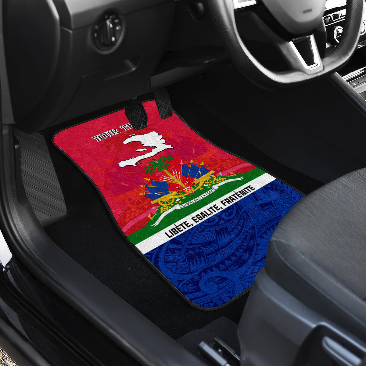 Haiti Independence Day Car Mats Libete Egalite Fratenite Ayiti 1804 With Polynesian Pattern LT9 - Wonder Print Shop