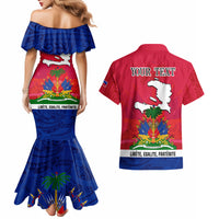 Haiti Independence Day Couples Matching Mermaid Dress and Hawaiian Shirt Libete Egalite Fratenite Ayiti 1804 With Polynesian Pattern LT9 - Wonder Print Shop