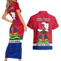 Haiti Independence Day Couples Matching Short Sleeve Bodycon Dress and Hawaiian Shirt Libete Egalite Fratenite Ayiti 1804 With Polynesian Pattern LT9 - Wonder Print Shop